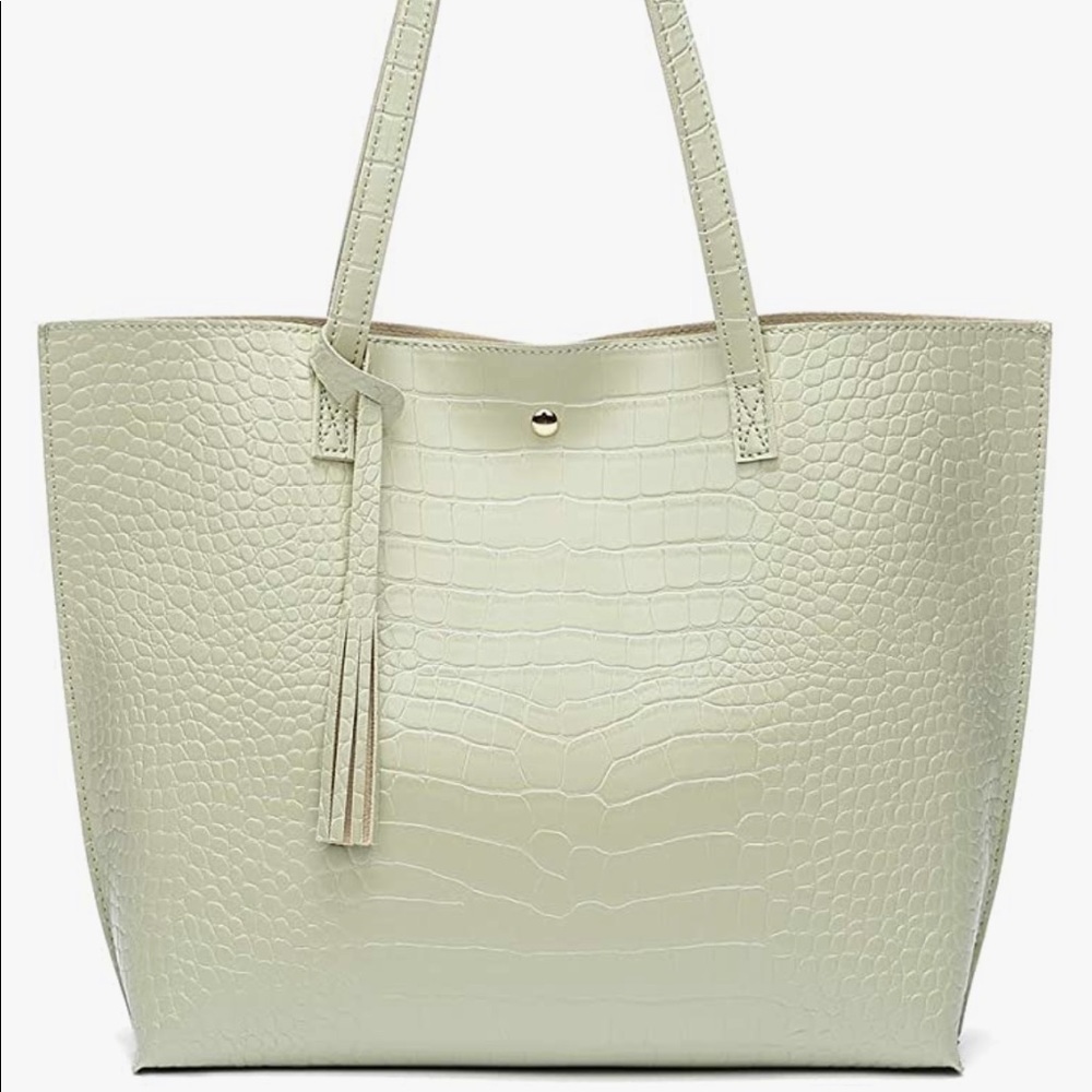Dreubea Soft Faux Leather Tote Shoulder Bag Big Capacity with Tassel - Picture 1 of 15